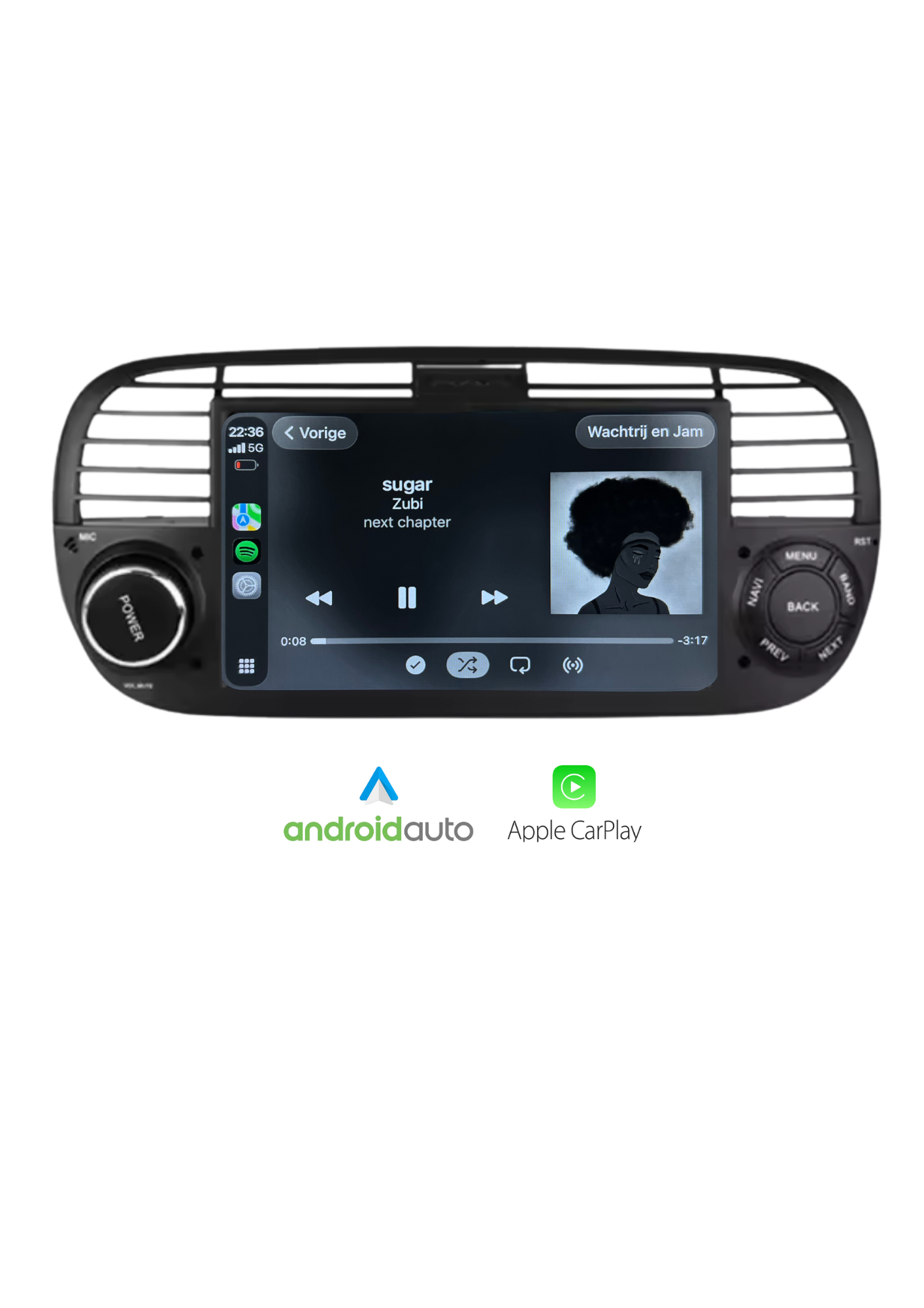 Fiat 500 scherm 7 INCH | Draadloos Carplay & Android auto | 64GB