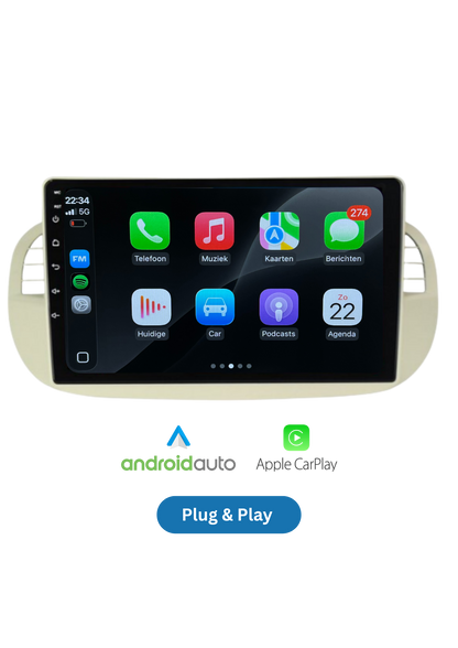 Fiat 500 Bildschirm 9 ZOLL | Kabelloses Carplay und Android Auto | 2G-64GB