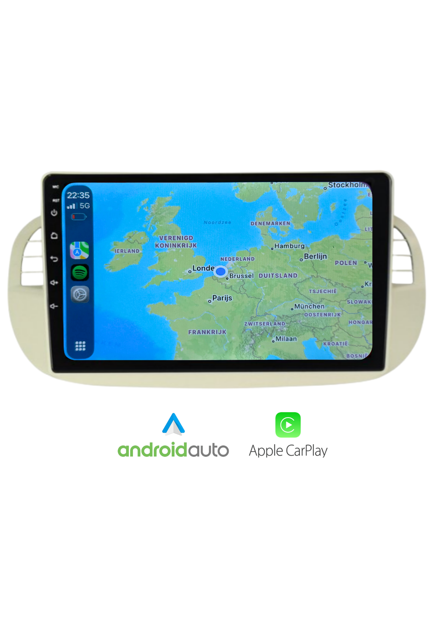 Fiat 500 Bildschirm 9 ZOLL | Kabelloses Carplay und Android Auto | 2G-64GB