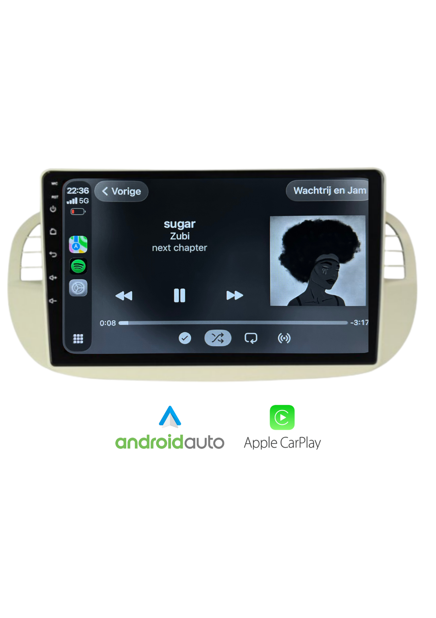 Fiat 500 Bildschirm 9 ZOLL | Kabelloses Carplay und Android Auto | 2G-64GB