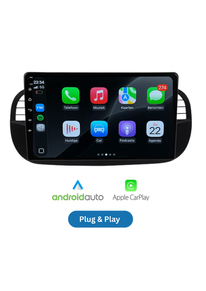 Fiat 500 Bildschirm 9 ZOLL | Kabelloses Carplay und Android Auto | 2G-64GB