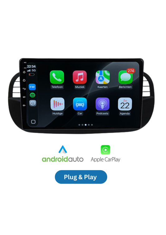 Fiat 500 Bildschirm 9 ZOLL | Kabelloses Carplay und Android Auto | 2G-64GB