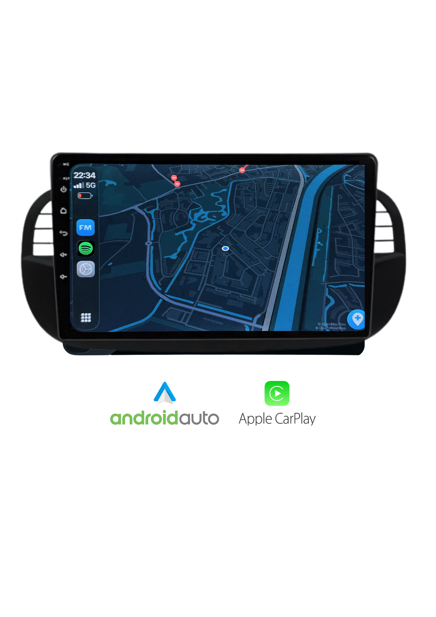 Fiat 500 Bildschirm 9 ZOLL | Kabelloses Carplay und Android Auto | 2G-64GB