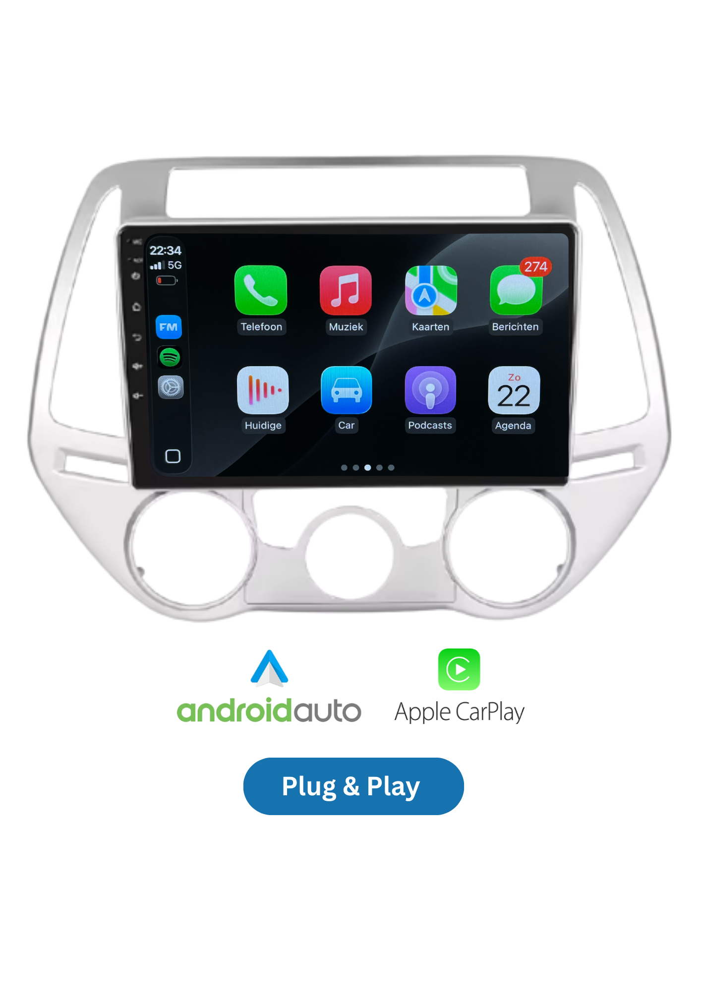Fiat 500 screen 9 INCH | Wireless Carplay &amp; Android auto | 2G-64GB