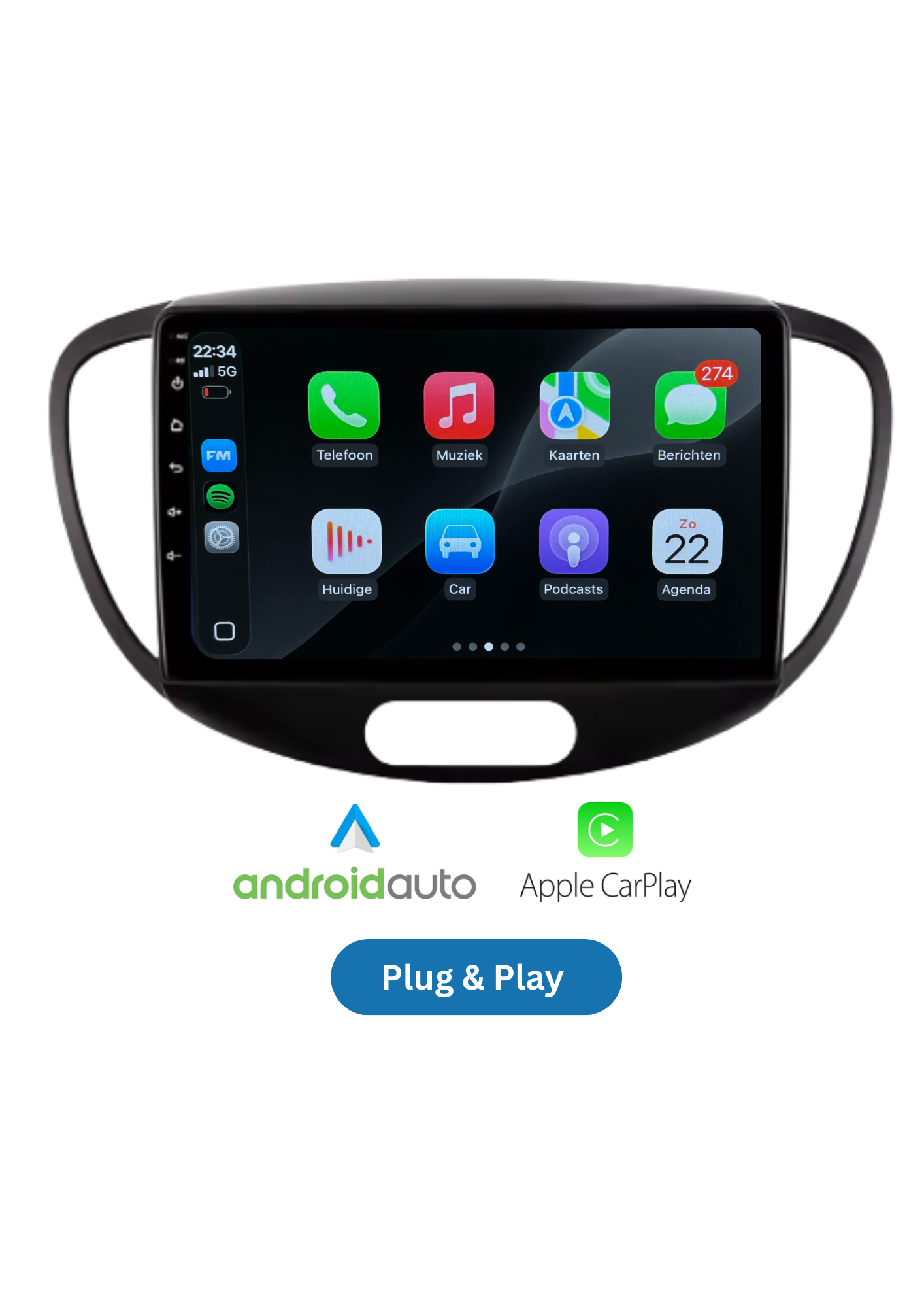 Fiat 500 screen 9 INCH | Wireless Carplay &amp; Android auto | 2G-64GB