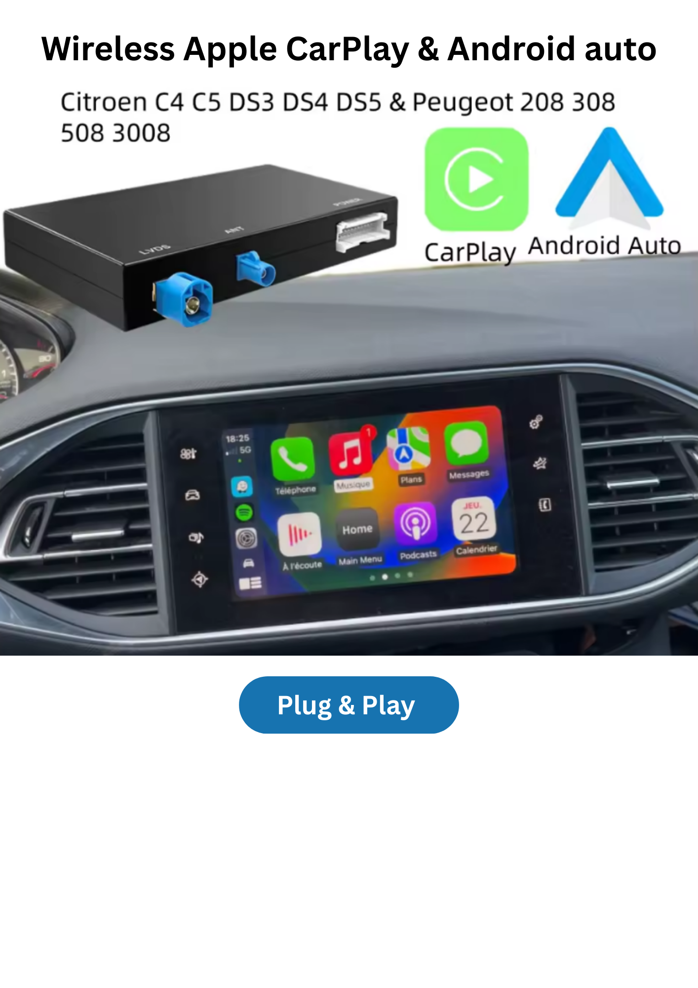 Peugeot & Citroen SMEG CarPlay Module | CarPlay & Android Auto | DS4 DS3 C3 C4 C5 C5 307 308 508 208 3008