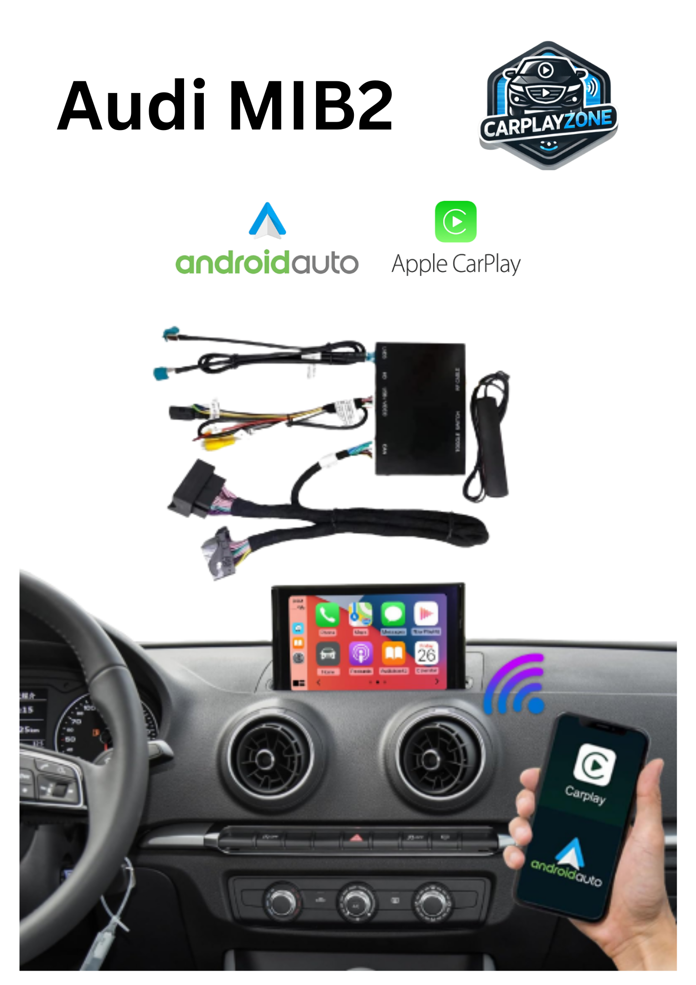 Audi MIB2 CarPlay (A3/A4/A5/Q2/Q5/Q7) | Draadloos Apple CarPlay & Android Auto