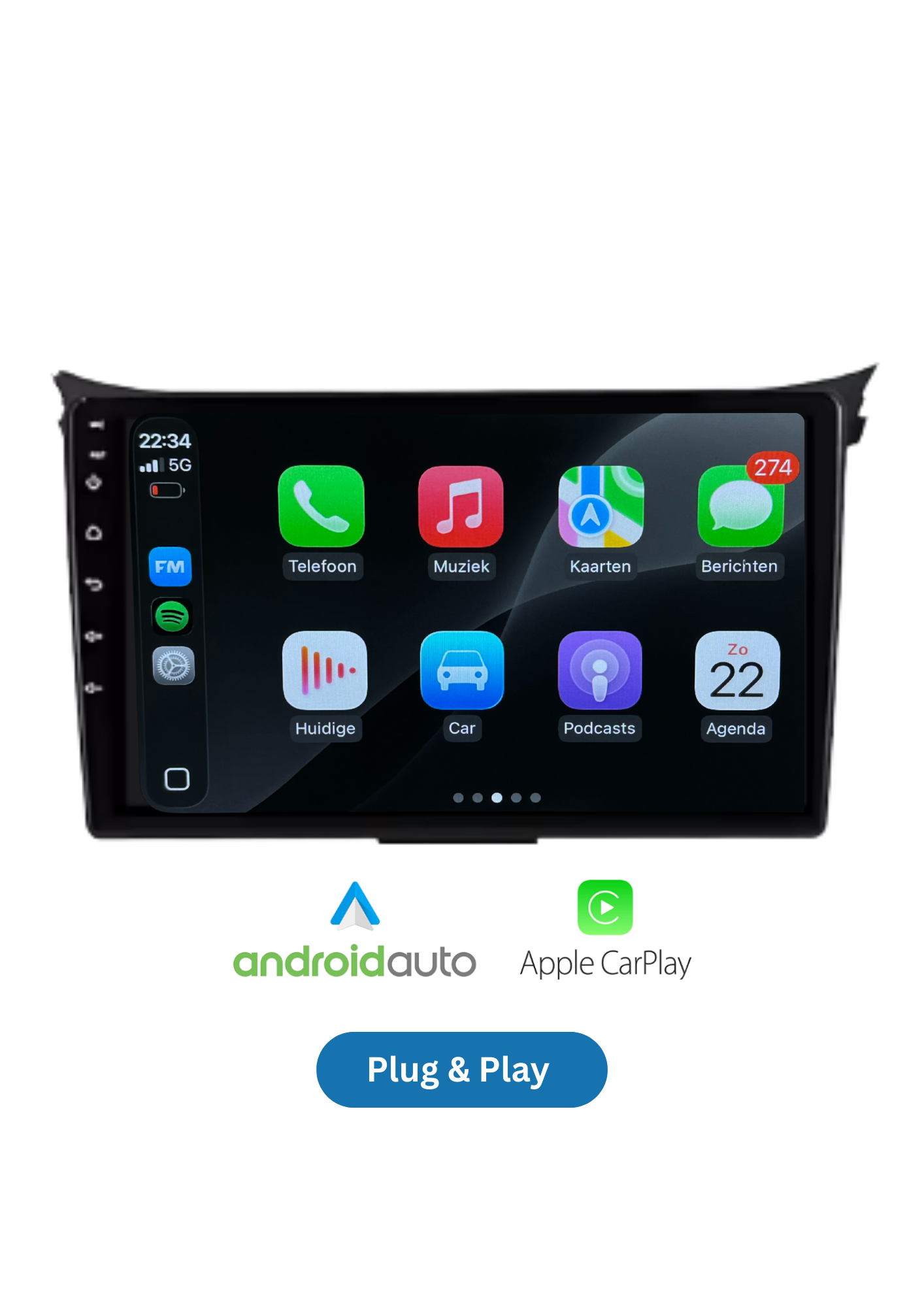 Fiat 500 screen 9 INCH | Wireless Carplay &amp; Android auto | 2G-64GB