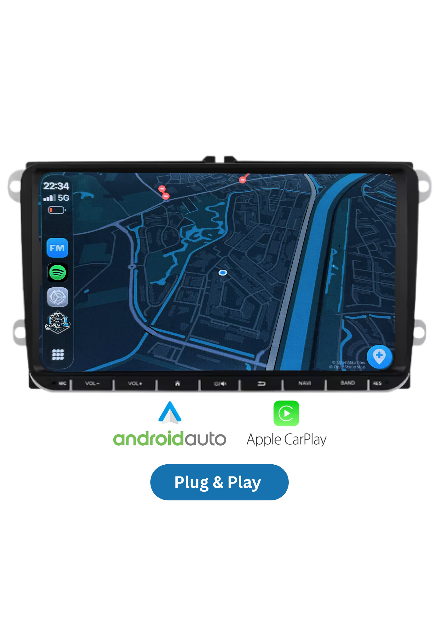 Volkswagen Bildschirm | Carplay und Android Auto kabellos | 2G-64 GB