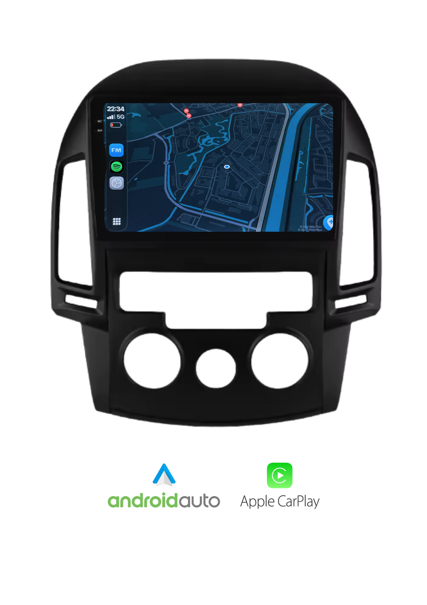 Fiat 500 Bildschirm 9 ZOLL | Kabelloses Carplay und Android Auto | 2G-64GB