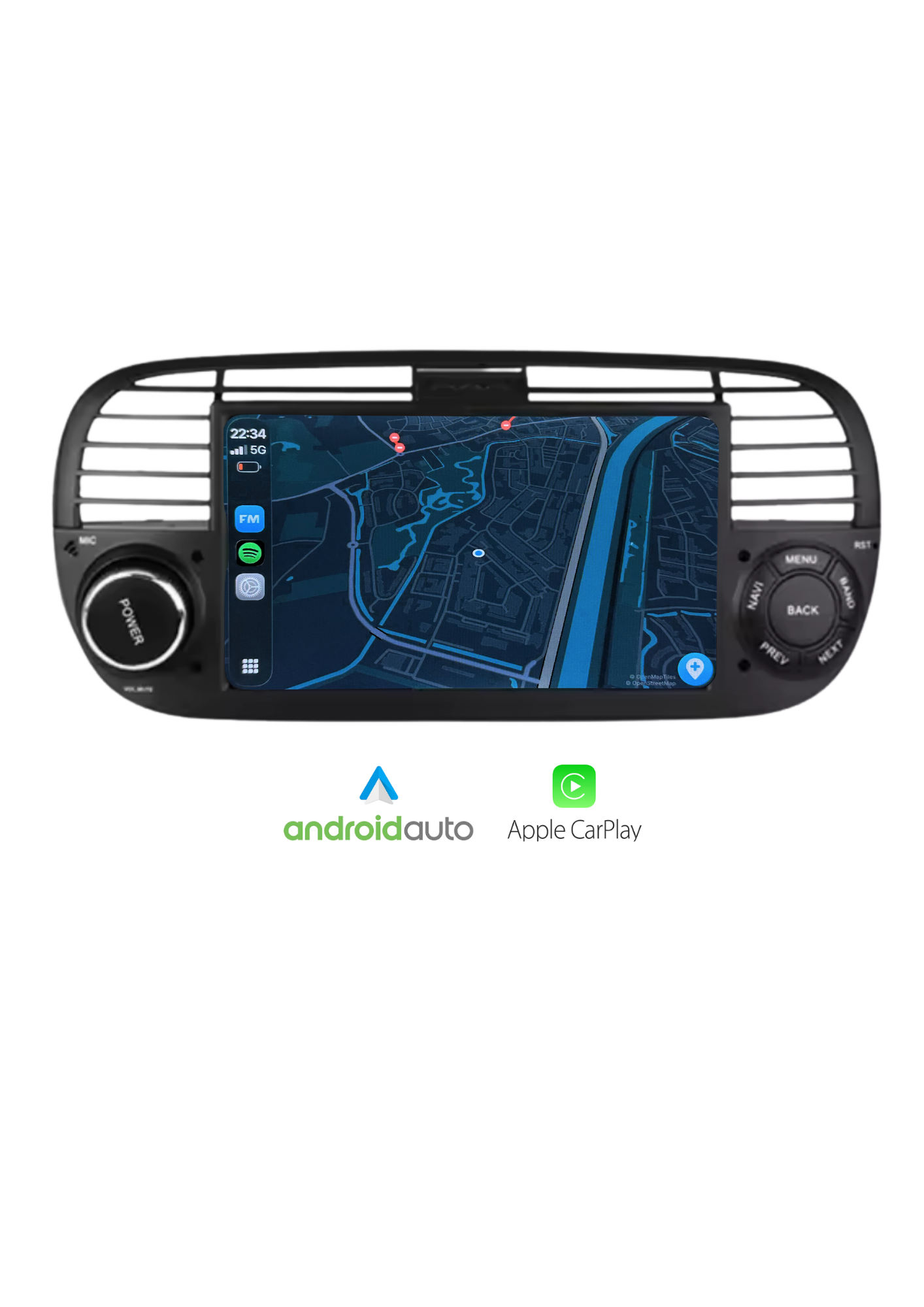 Fiat 500 screen 7 INCH | Wireless Carplay &amp; Android auto | 2G-64GB