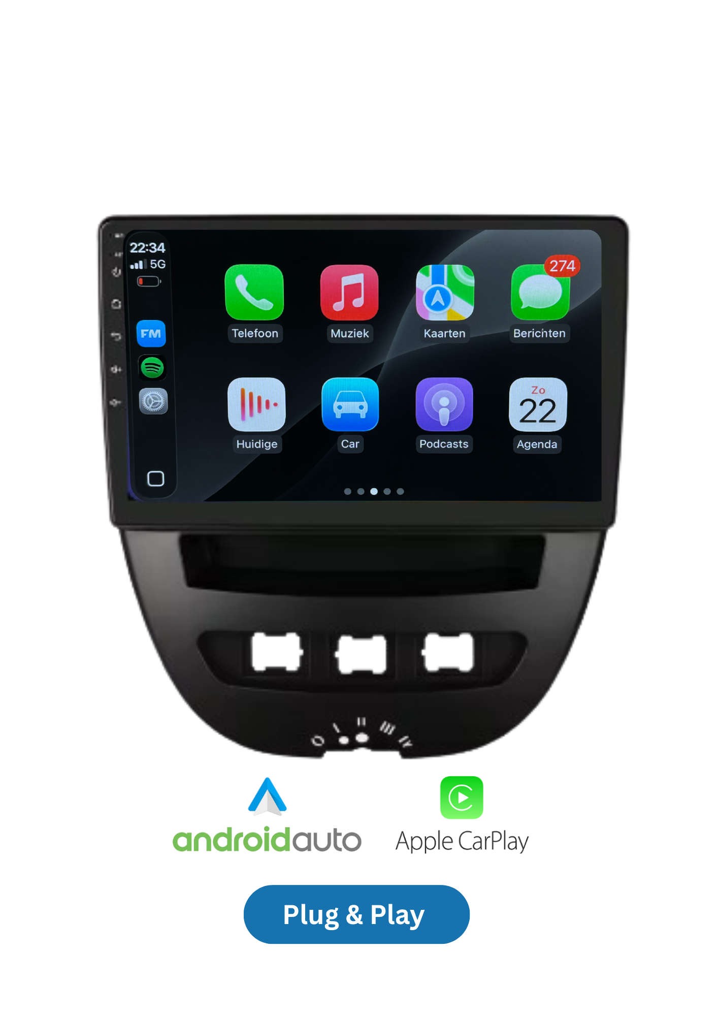 Toyota Aygo - Peugeot 107 - Citroën C1 - 2005-2014 | CarPlay und Android Auto 64 GB